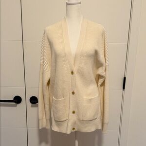 J. Crew Women's Off White Cotton Cashmere Cardigan